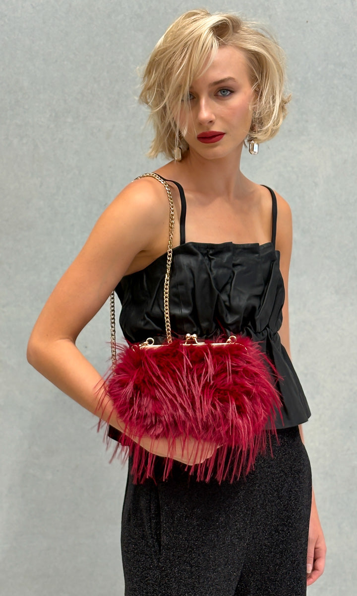 Second Female Ruched Black Leather Top