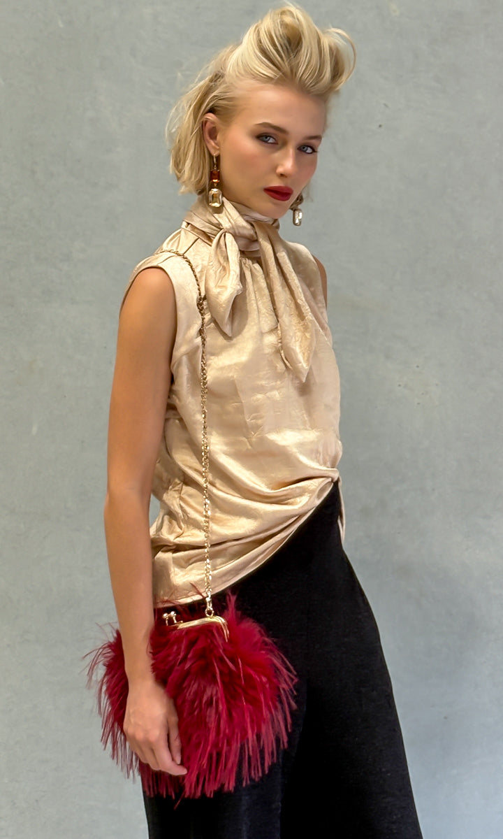 hoss Mardi Silk Top - Champagne Satin