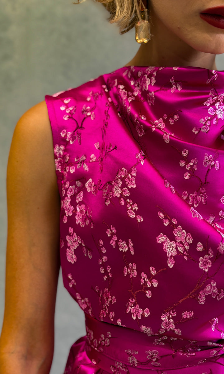 Hoss Erin Satin Pink Blossom Dress