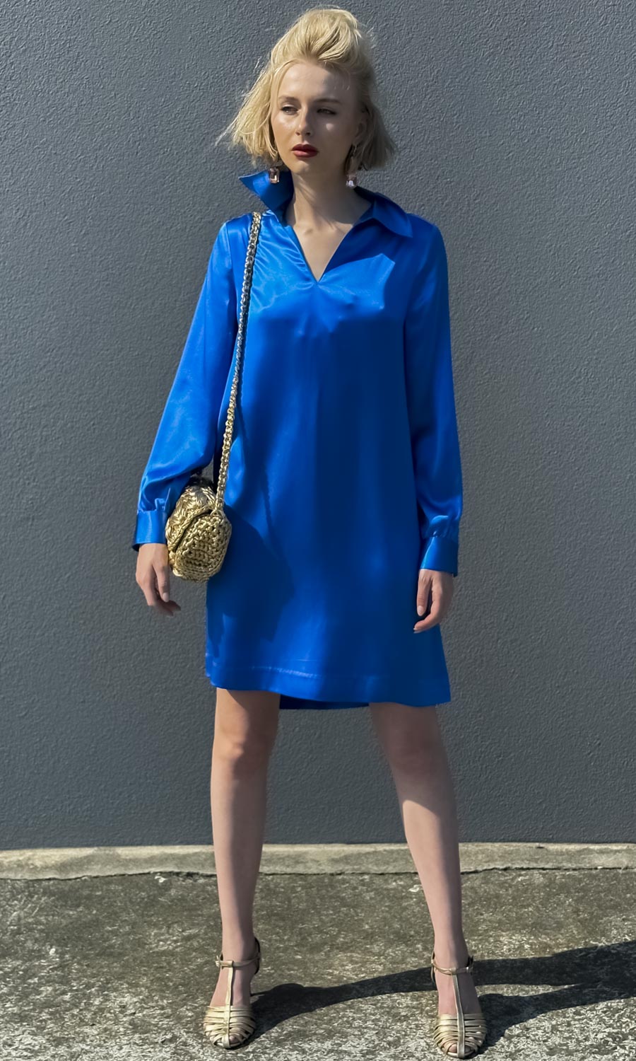 hoss Gala Dress - French  Blue Silk