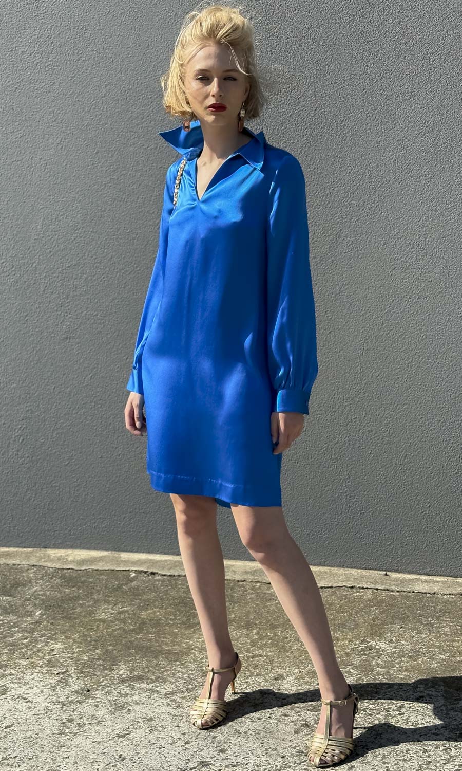 hoss Gala Dress - French  Blue Silk