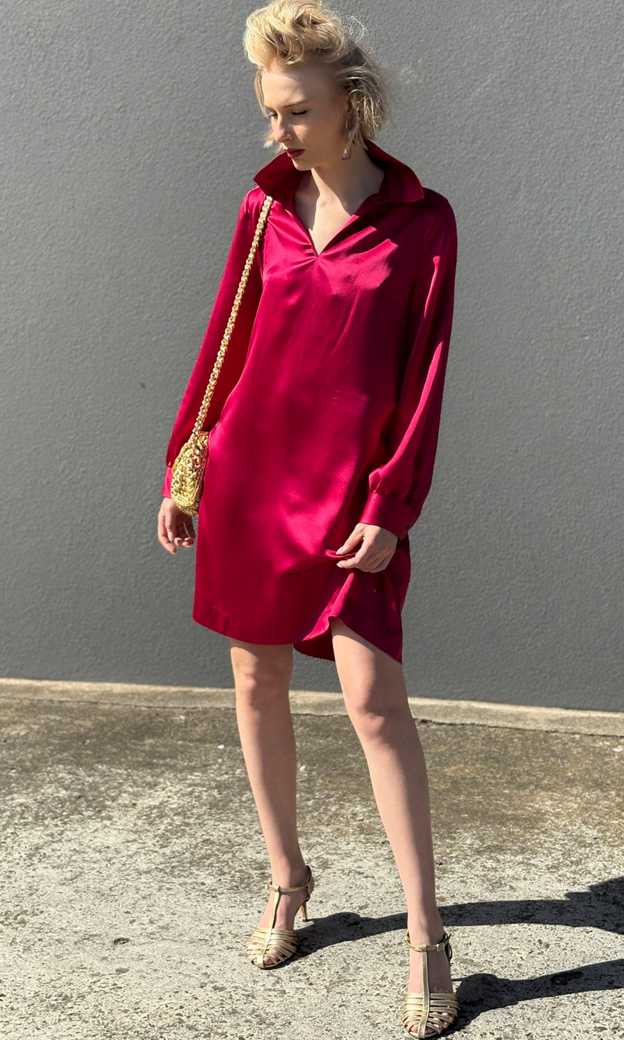 hoss Gala Dress -  Silk Magenta