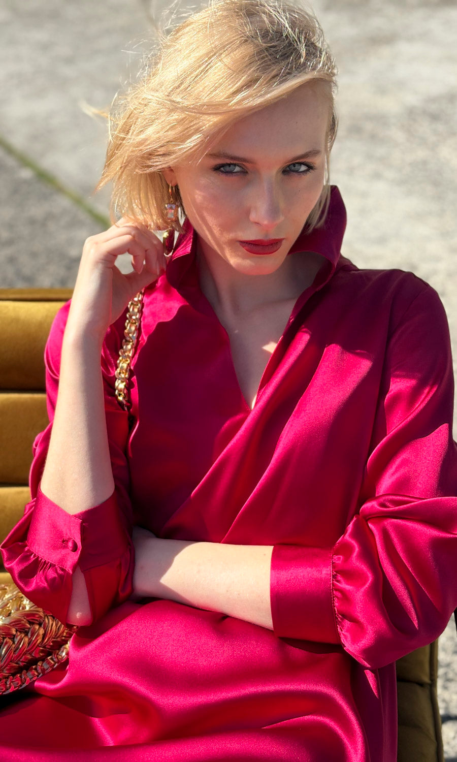 hoss Gala Dress -  Silk Magenta