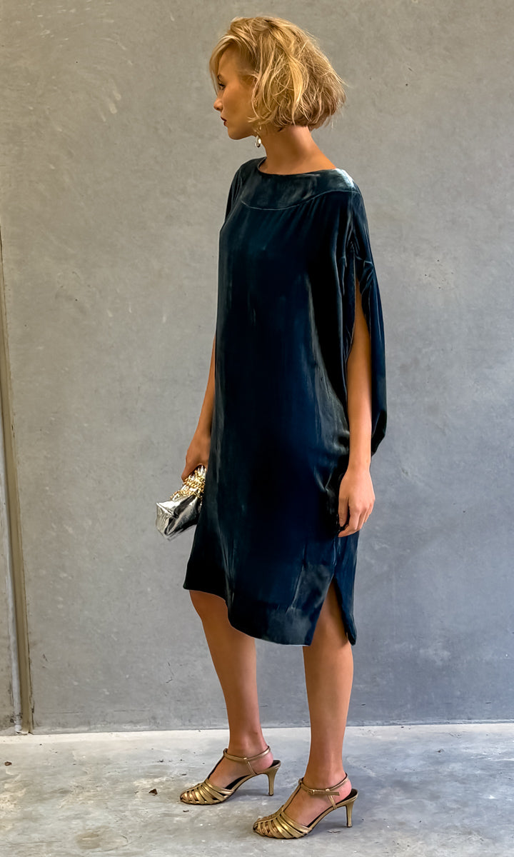 hoss Romulus Cocktail Length  - Ocean Blue Silk