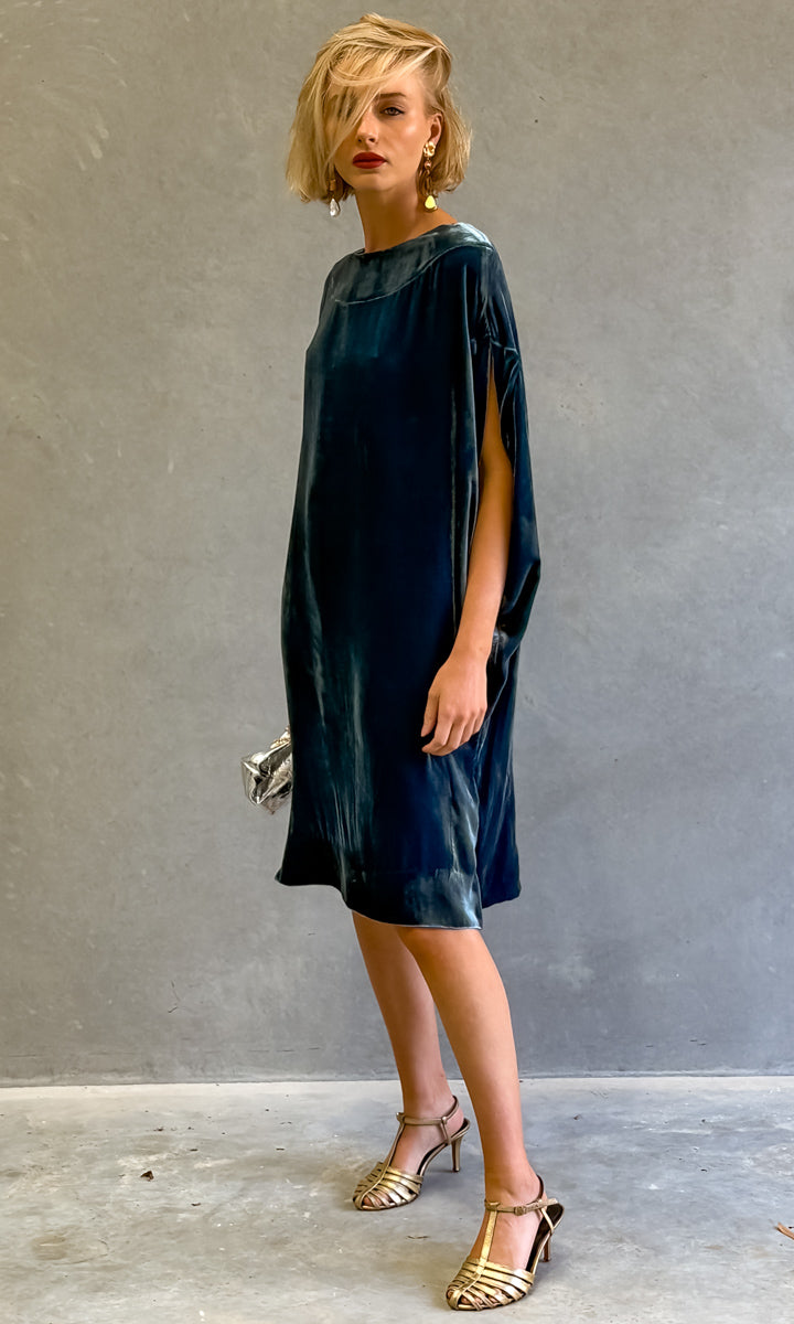 hoss Romulus Cocktail Length  - Ocean Blue Silk