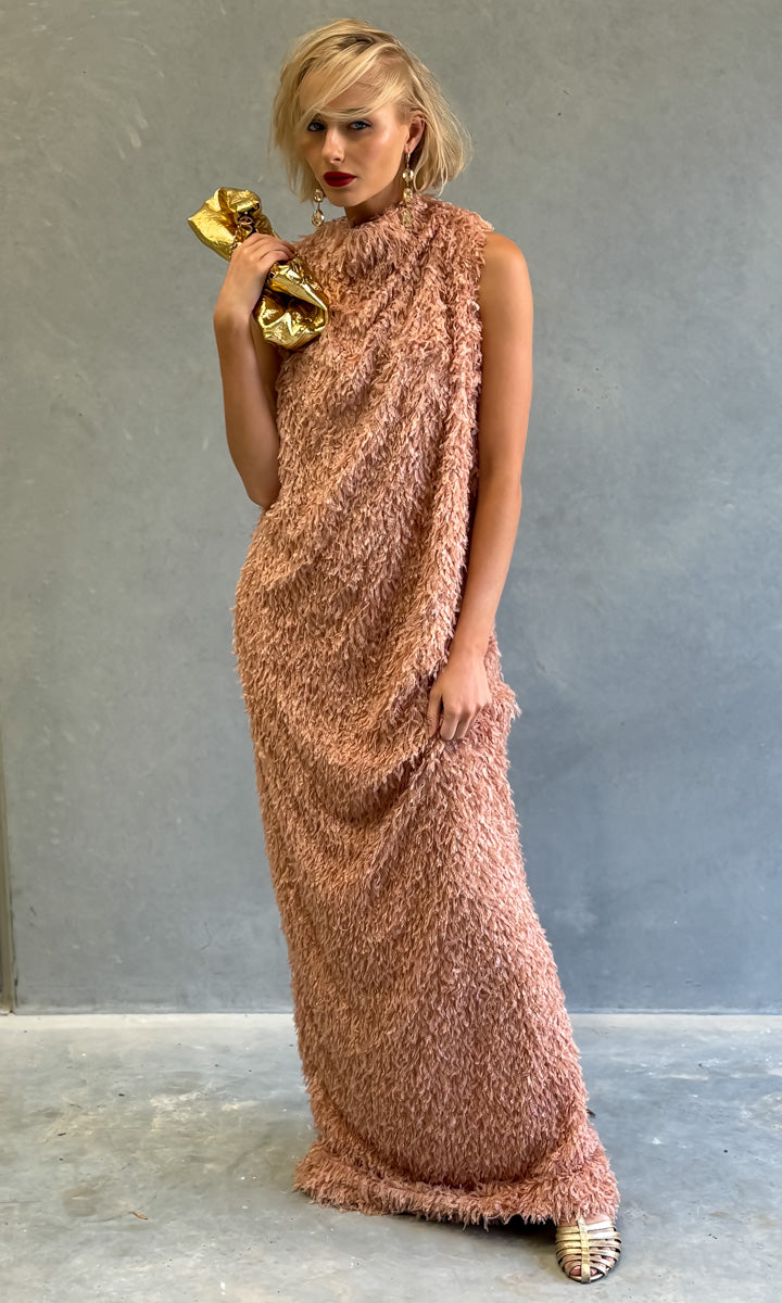 hoss Futurist Maxi Dress - Dusty Apricot Feather