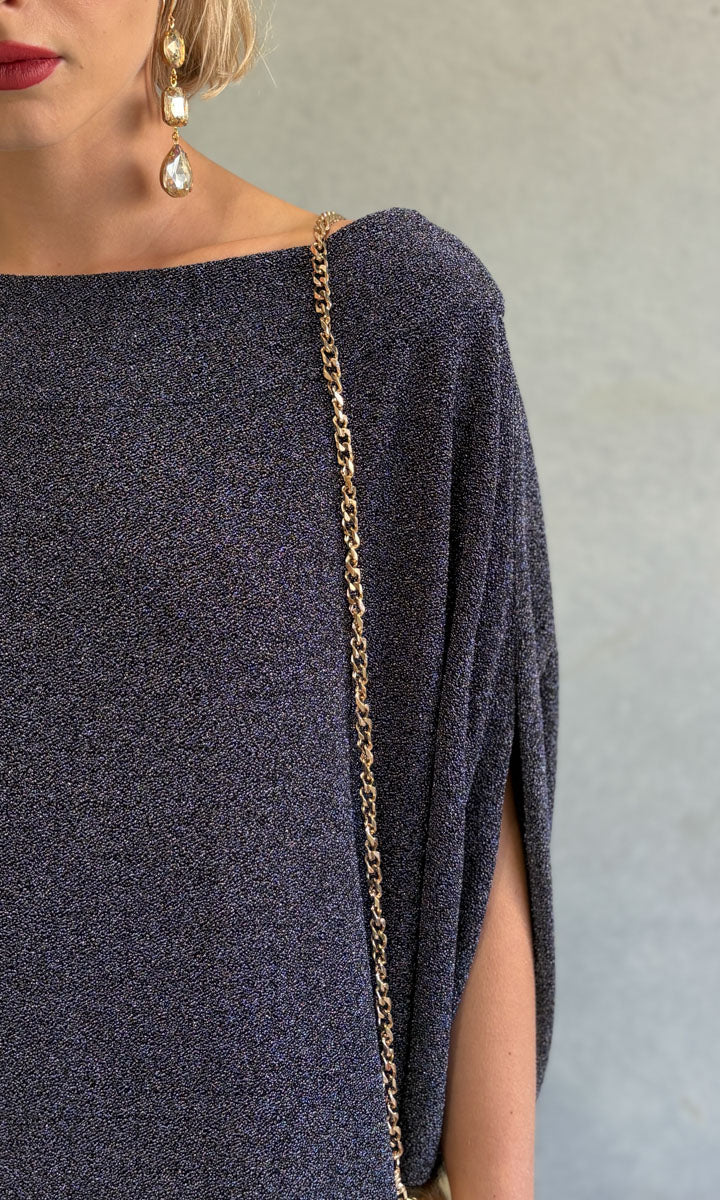 hoss Aramis Knitted Off Shoulder Midi - Midnight Blue
