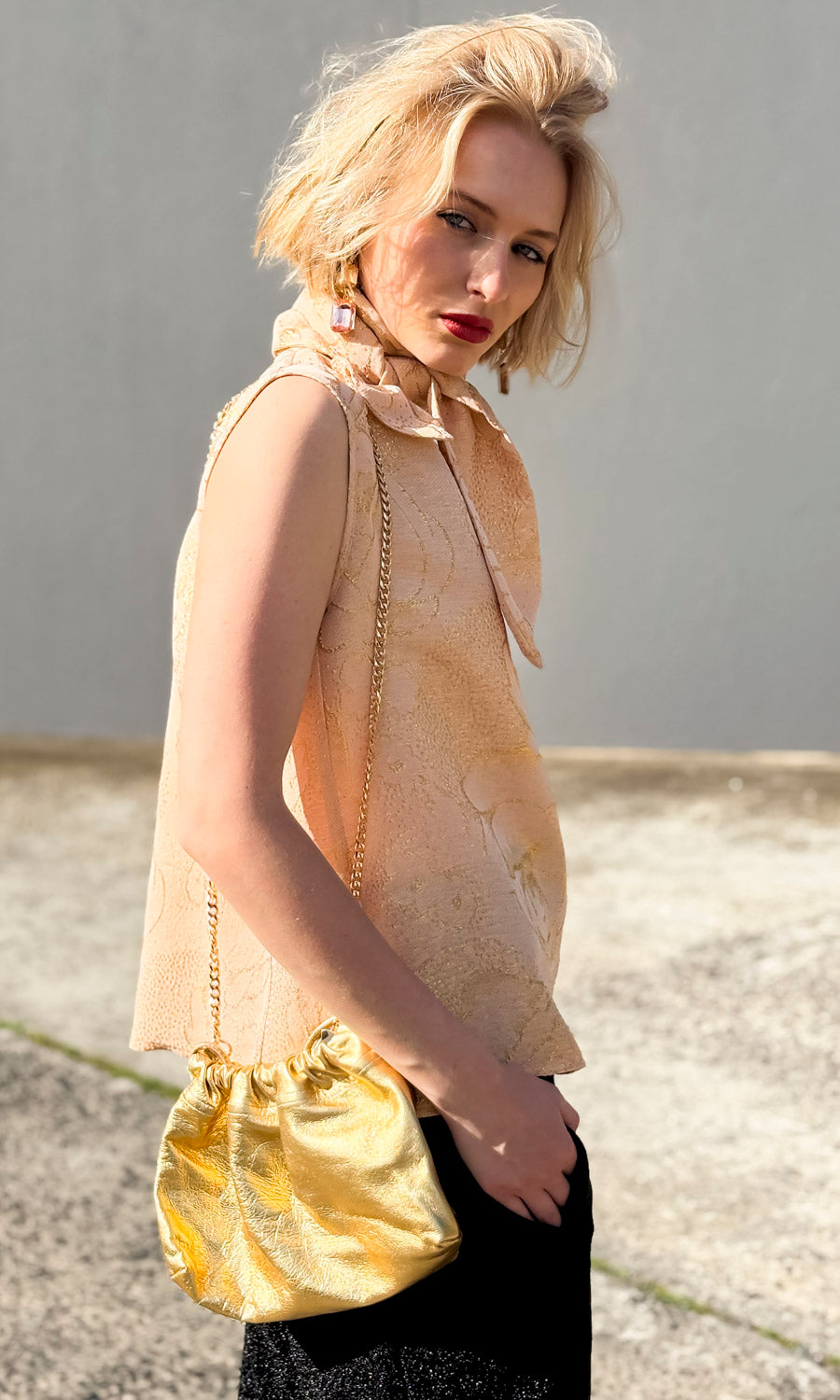 hoss Mardi Silk Scarf  Top - Blush Gold