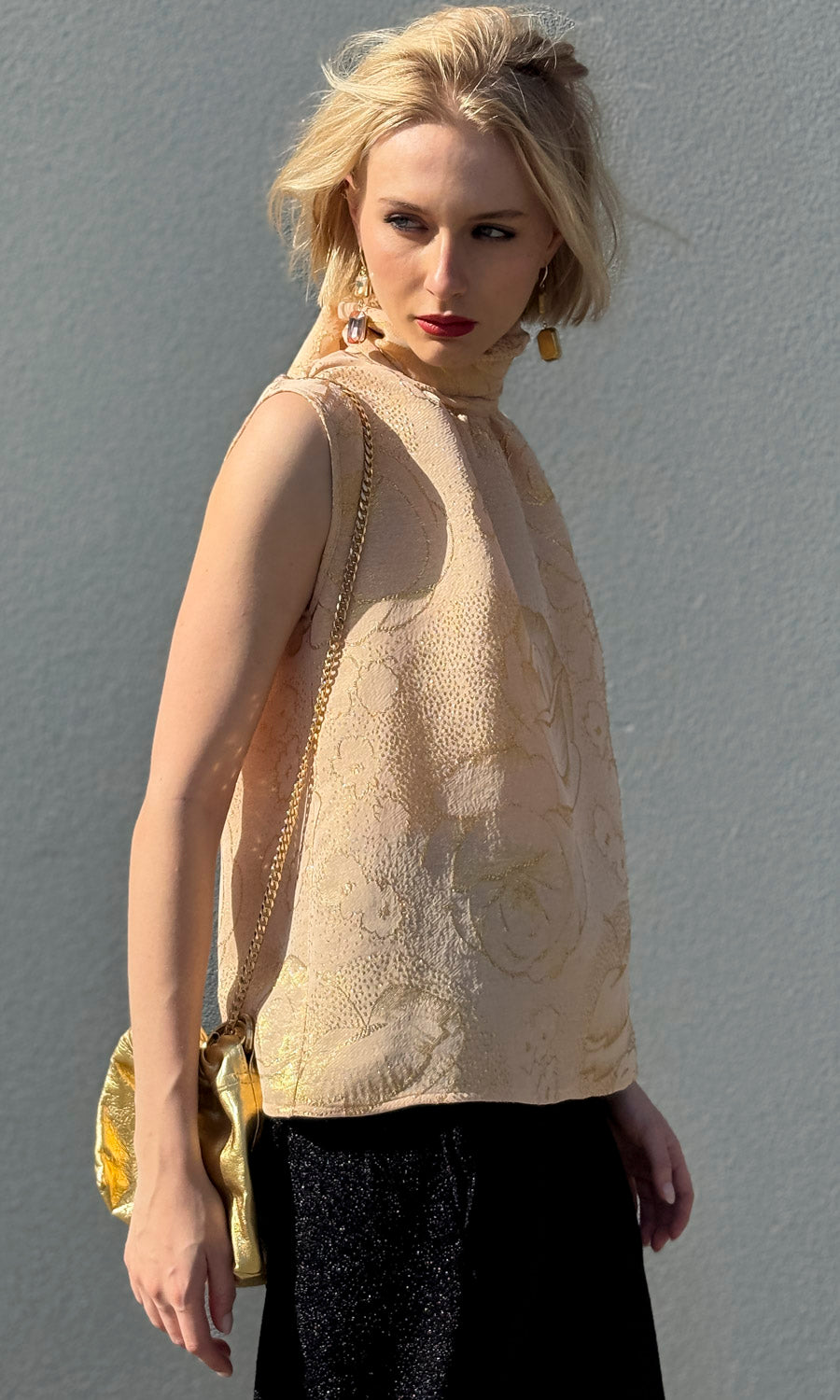 hoss Mardi Silk Scarf  Top - Blush Gold