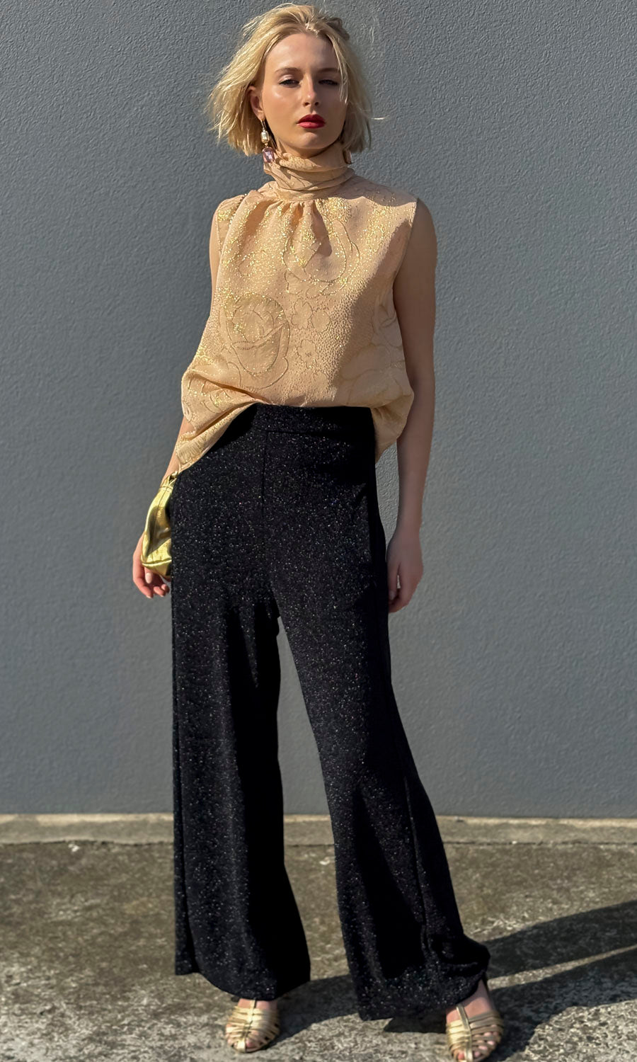 hoss Mardi Silk Scarf  Top - Blush Gold