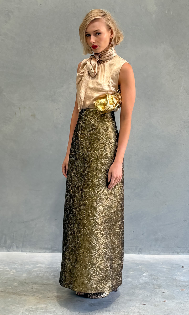 hoss Bronte Maxi Skirt - Dark Bronze Brocade