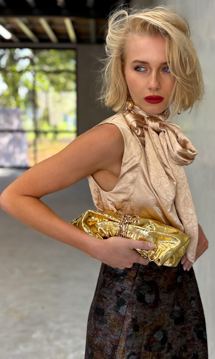hoss Mardi Silk Top - Champagne Satin