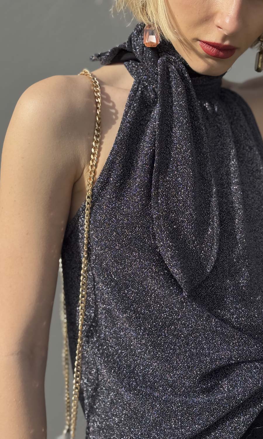 Hoss Lurex Glam Halter - Midnight Blue