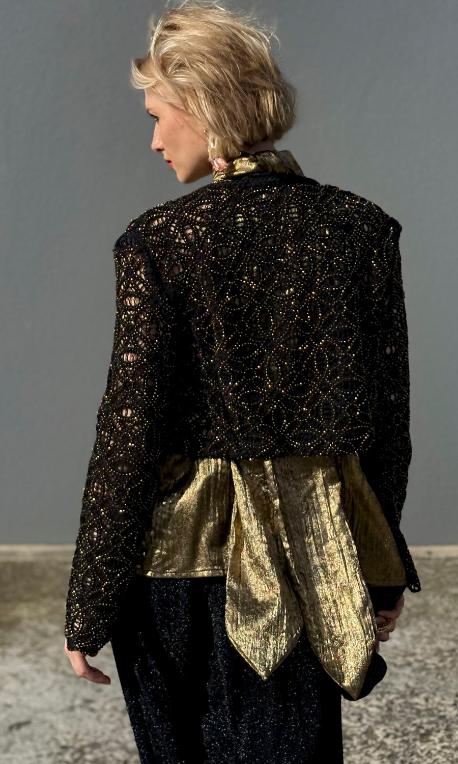 Sabina Musayev Black Metallic Bead Jacket