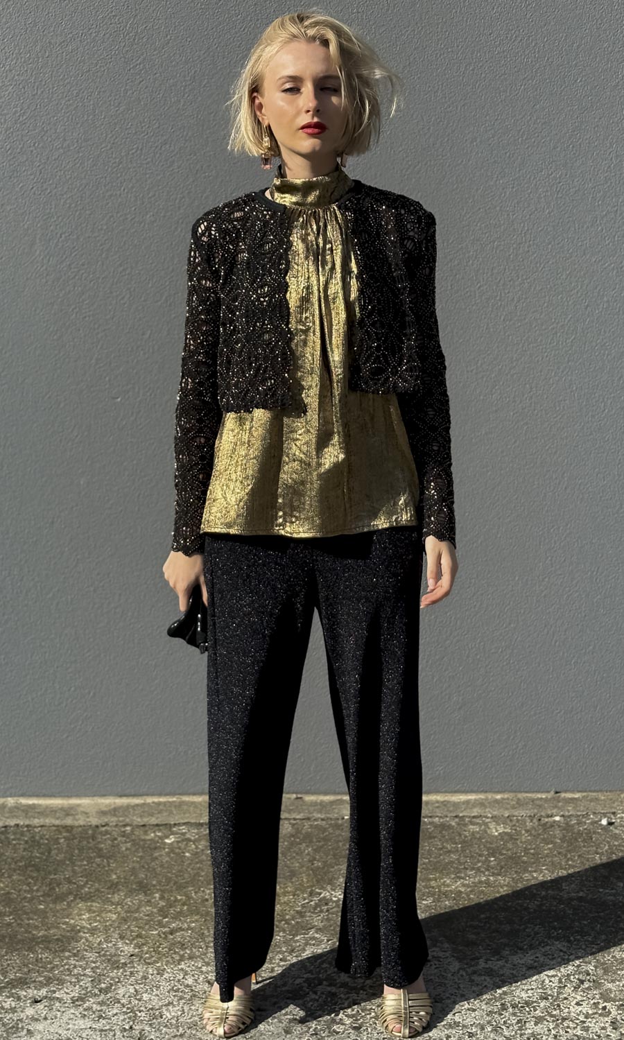 Sabina Musayev Black Metallic Bead Jacket