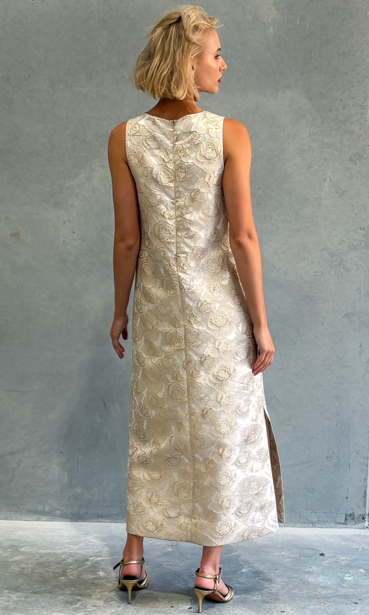 HOSS Eloise Versailles Pale Gold Brocade Silk Maxi