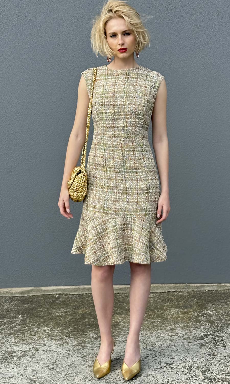 hoss Dahlia Dress -   Raw Silk Weave Multi Colors