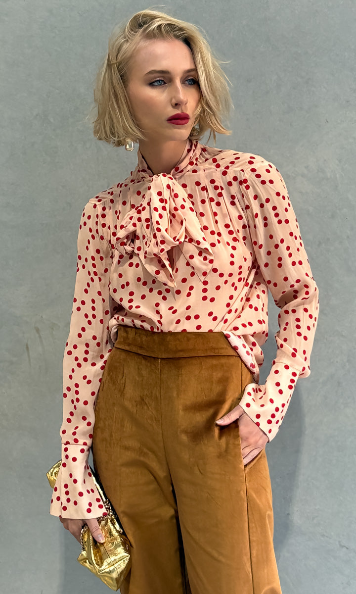 hoss Marianne Neck Tie Shirt - Pink/Red