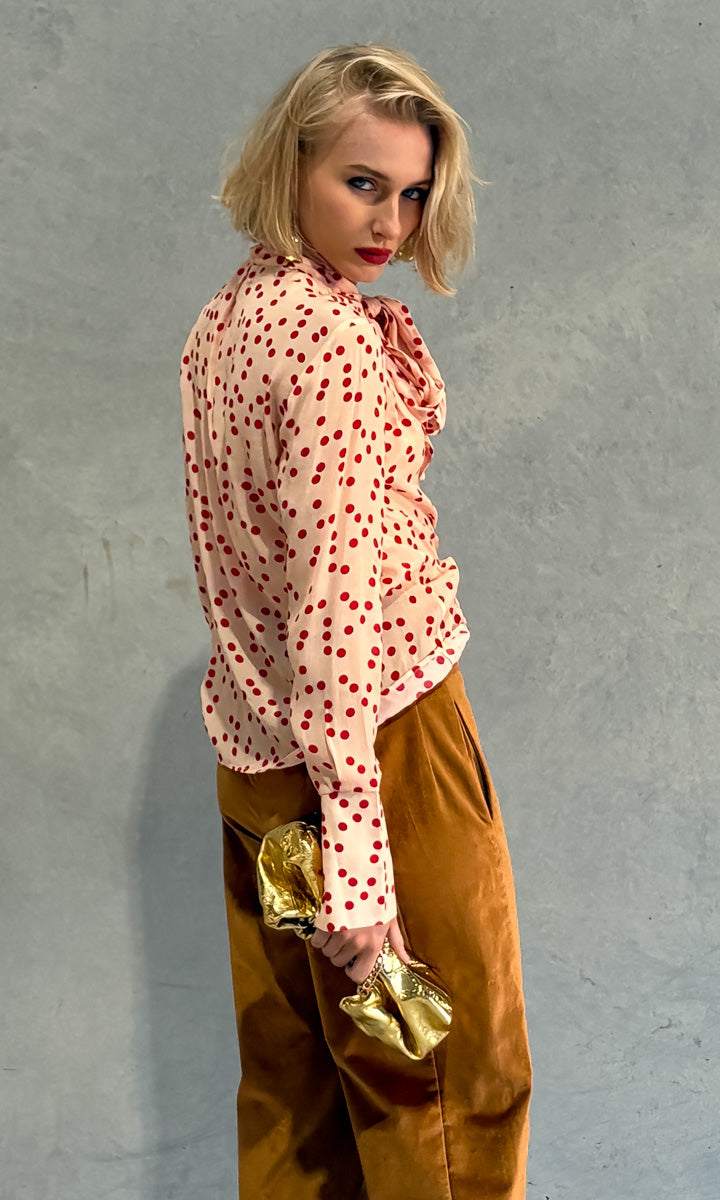 hoss Marianne Neck Tie Shirt - Pink/Red