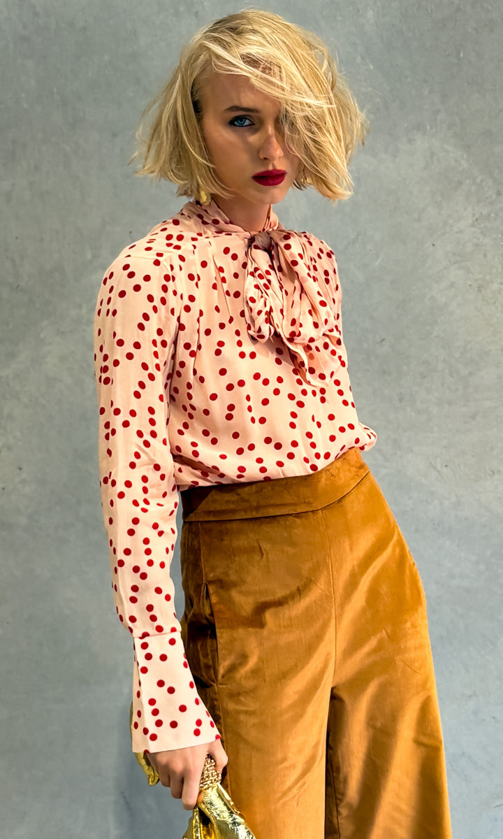 hoss Marianne Neck Tie Shirt - Pink/Red