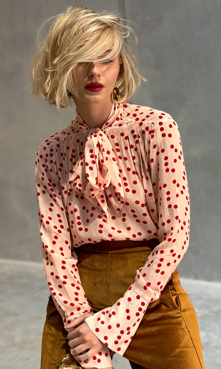 hoss Marianne Neck Tie Shirt - Pink/Red