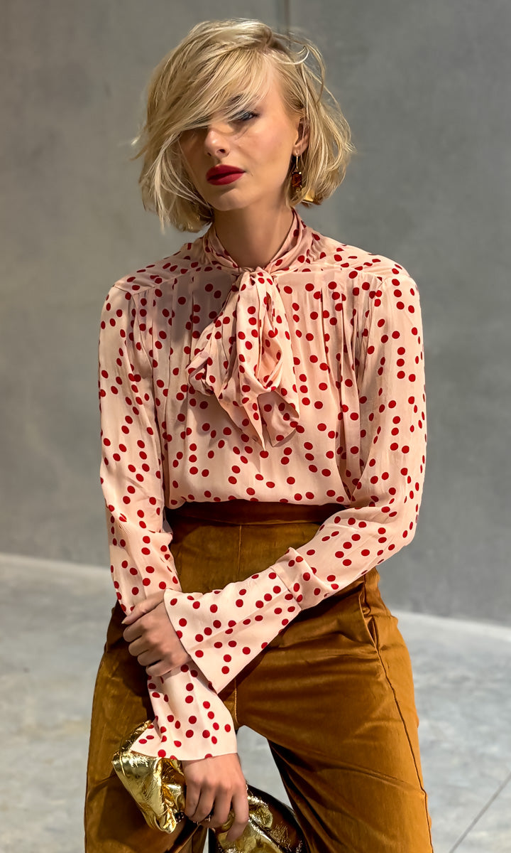 hoss Marianne Neck Tie Shirt - Pink/Red