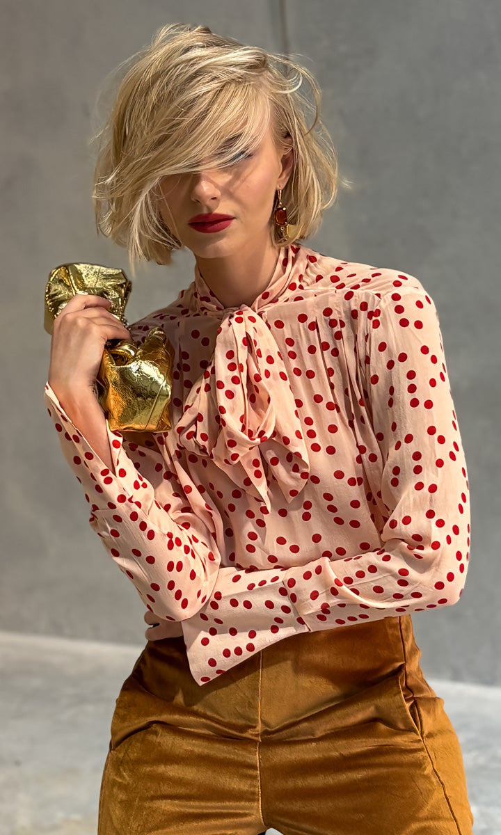 hoss Marianne Neck Tie Shirt - Pink/Red