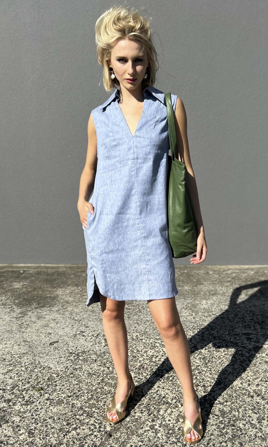 ginger denim dress GINGER Washed Denim Maxi Dress