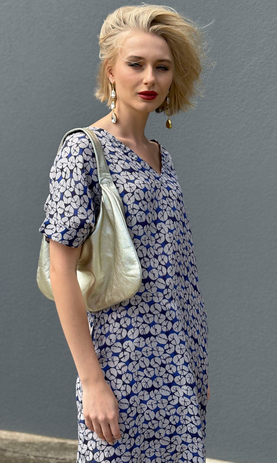 hoss NOBU V neck Shibori Dress