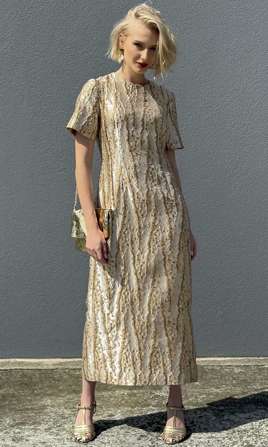 hoss Rimbaud Maxi - Gold Wheat Brocade