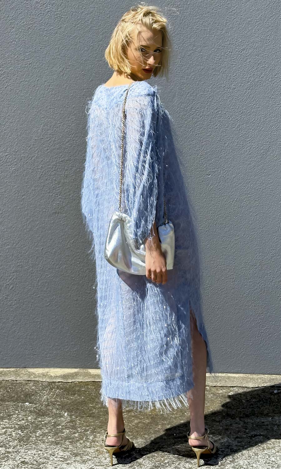 hoss Romulus Dress - Smokey Blue Fringe