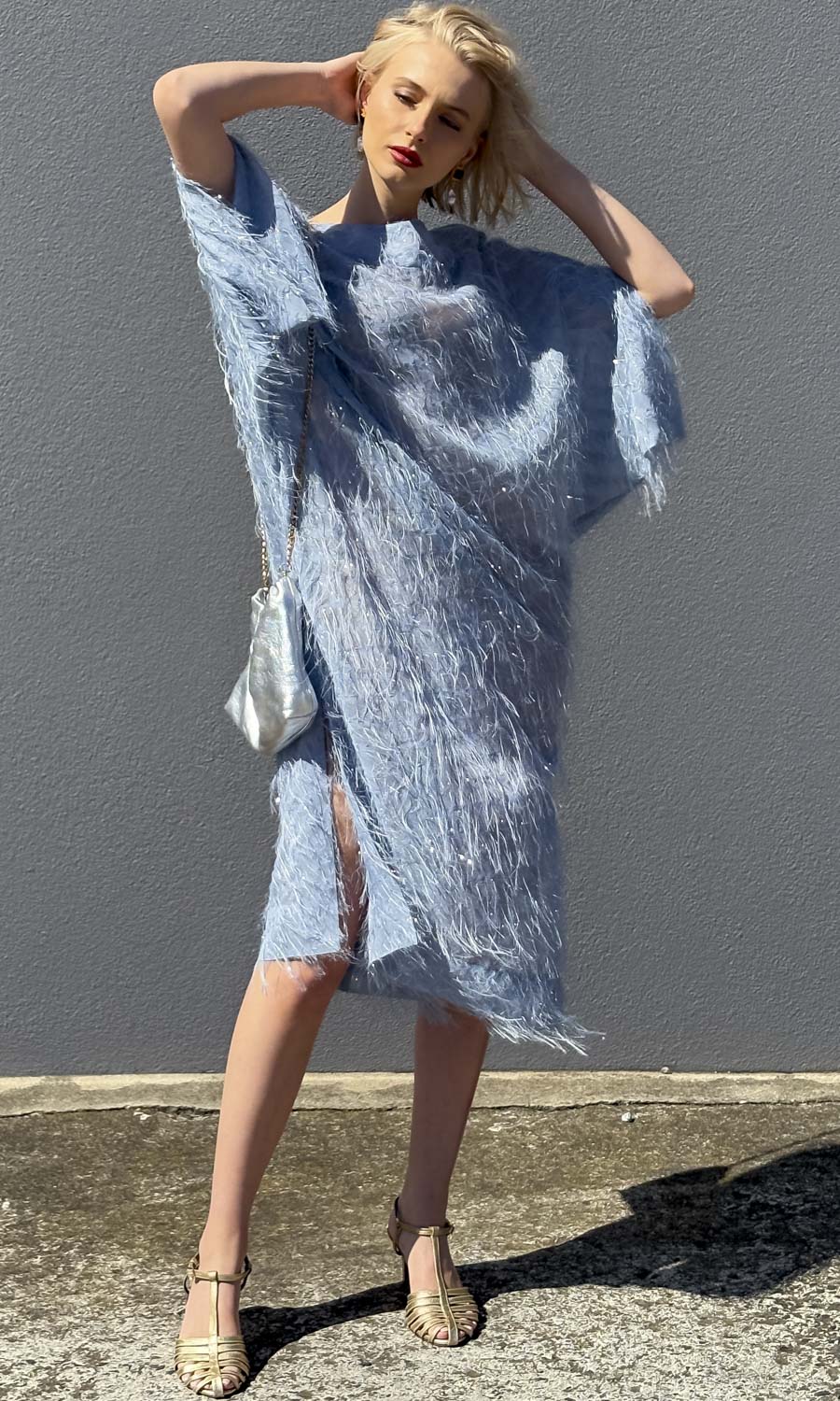 hoss Romulus Dress - Smokey Blue Fringe