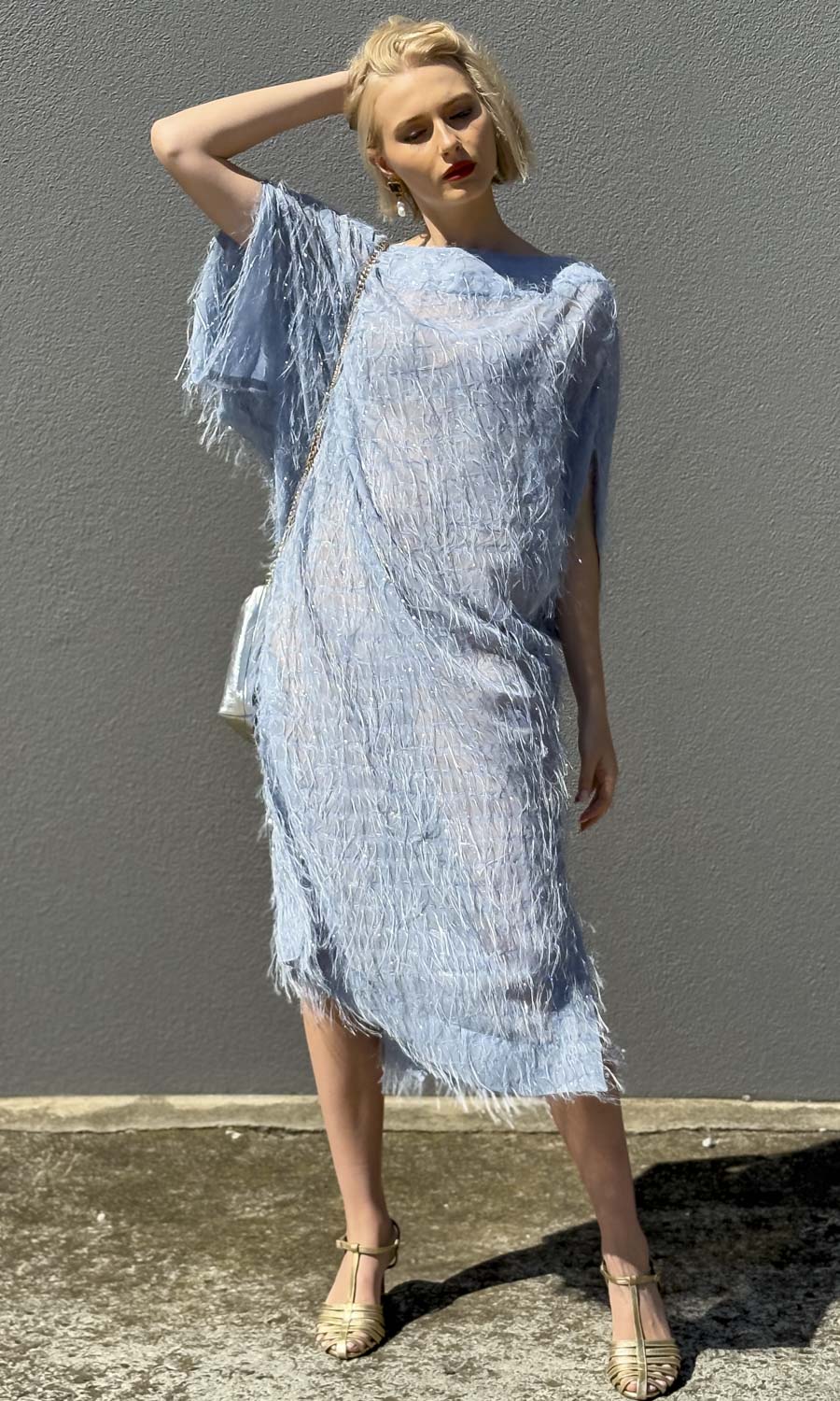 hoss Romulus Dress - Smokey Blue Fringe