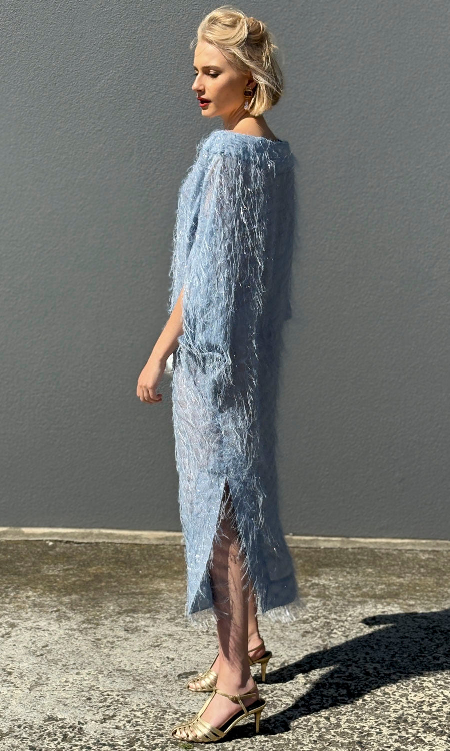 hoss Romulus Dress - Smokey Blue Fringe