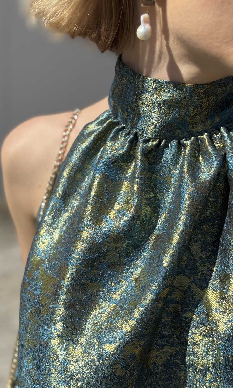 hoss Montreal  Maxi Halter Dress -  Reef Blue /Gold