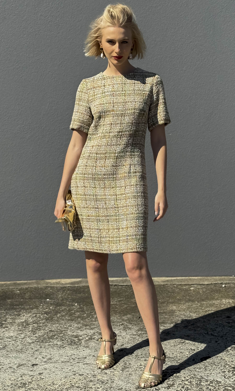 hoss Marcel Dress - Multicolour Raw Silk Weave