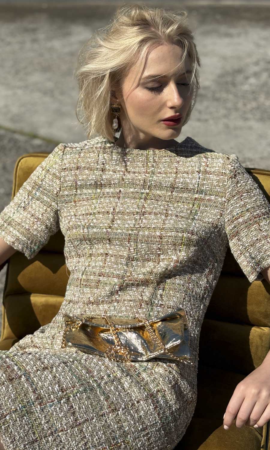 hoss Marcel Dress - Multicolour Raw Silk Weave