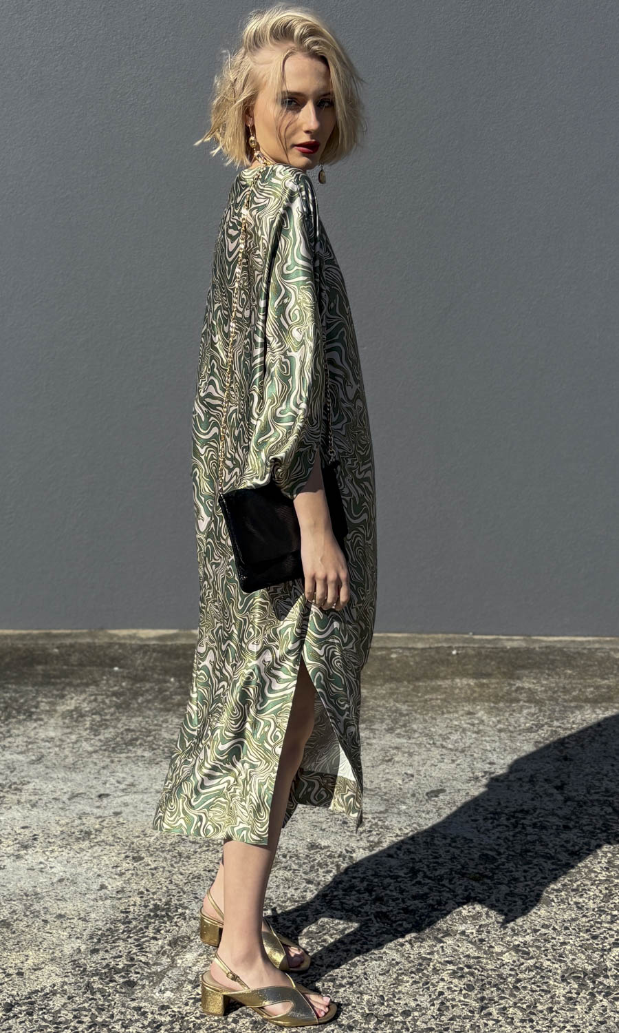 hoss Romulus Dress - Green Silk Swirl