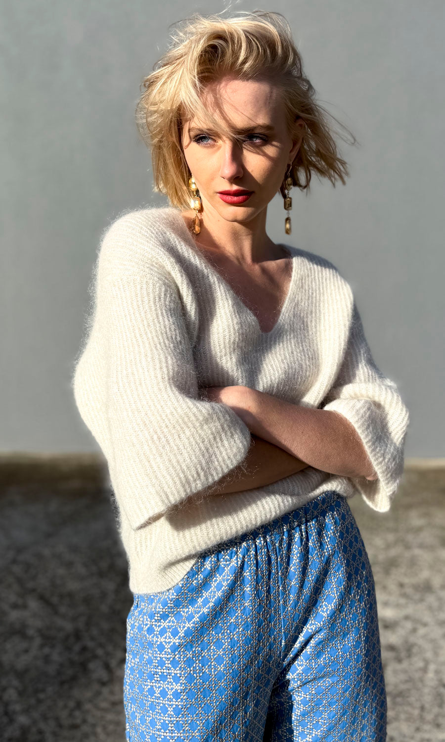 Second Female V Neck Slouch Knit - Milk