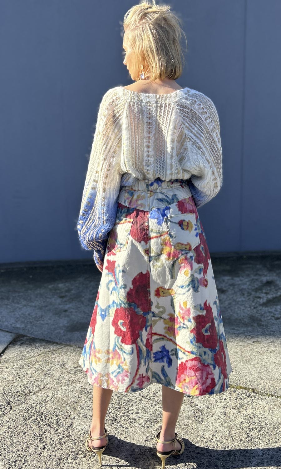 Floral Skirt High Waisted Midi Skirt 90s Renaissance Skirt Long