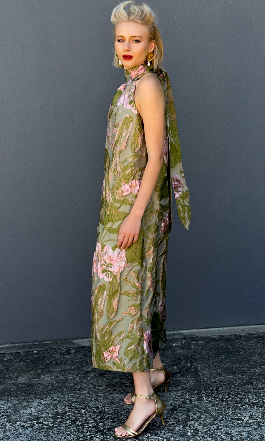 hoss Montreal Maxi Halter Dress - Brocade Botanical