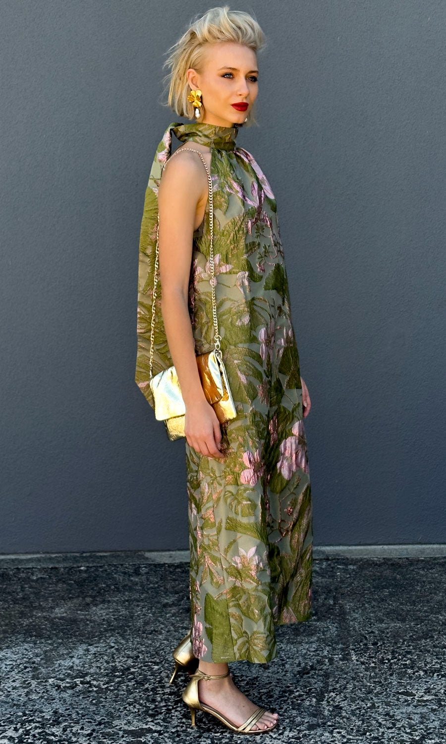 hoss Montreal Maxi Halter Dress - Brocade Botanical