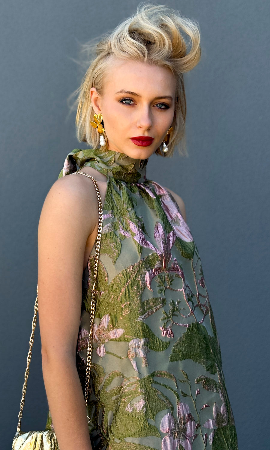 hoss Montreal Maxi Halter Dress - Brocade Botanical