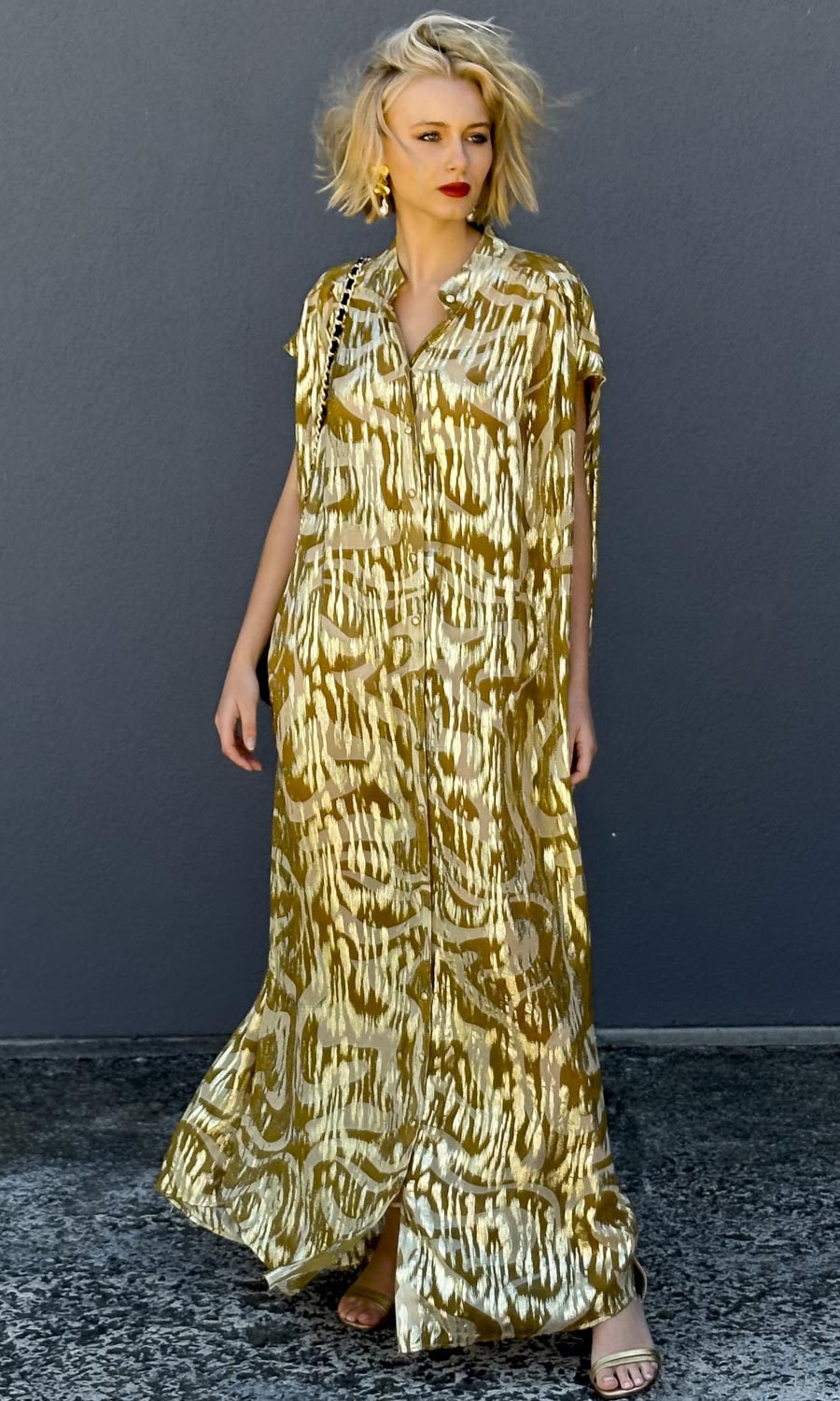 HOSS Cormac Maxi Dress - Gold Swirl