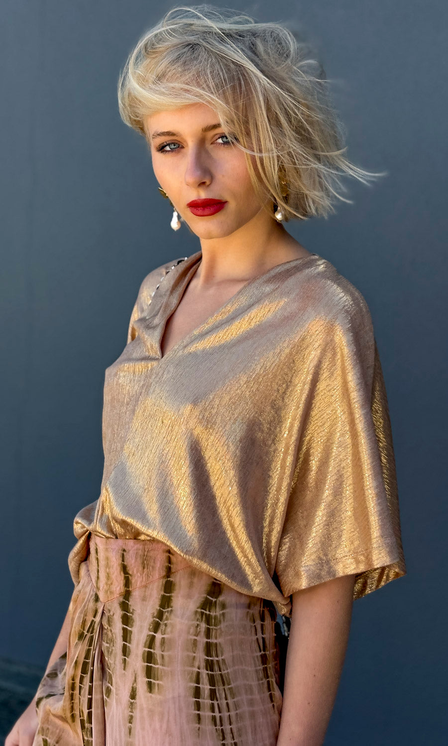 hoss Cristo Top - Gold Lamé