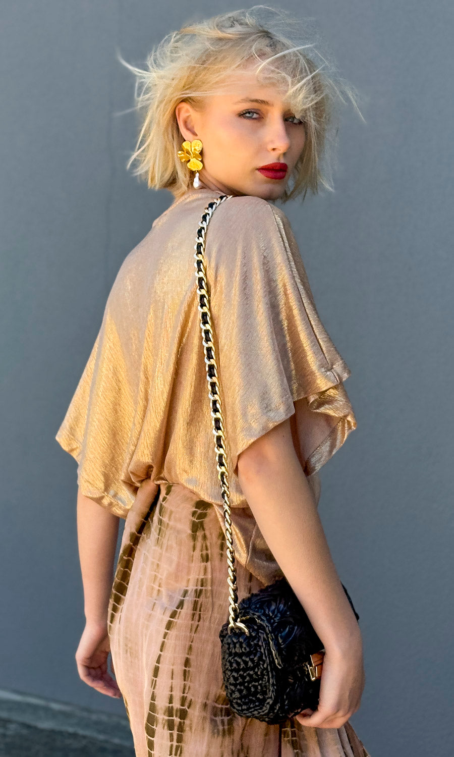 hoss Cristo Top - Gold Lamé