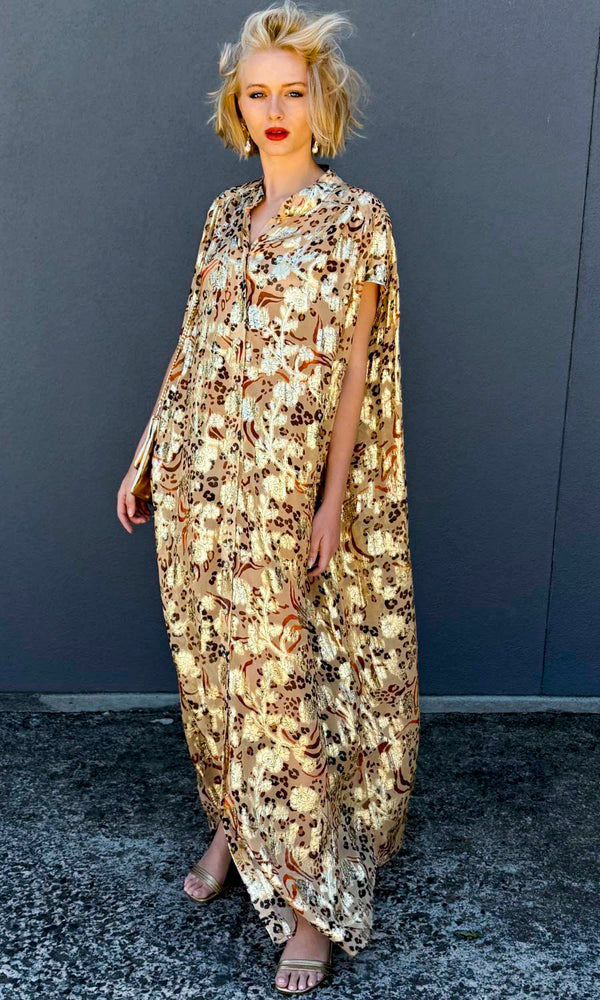 HOSS Cormac Maxi Dress - Gold / RUST - hoss