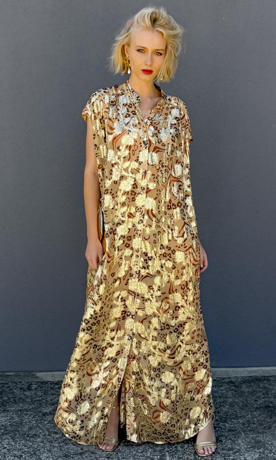 HOSS Cormac Maxi Dress - Gold  / Rust