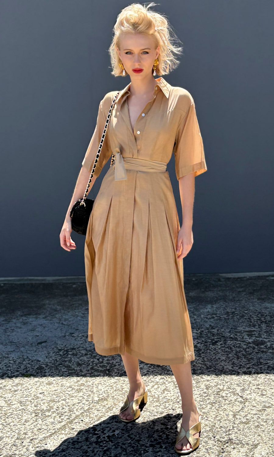 Marella Foggia Dress Silk Cotton Voile - Gold