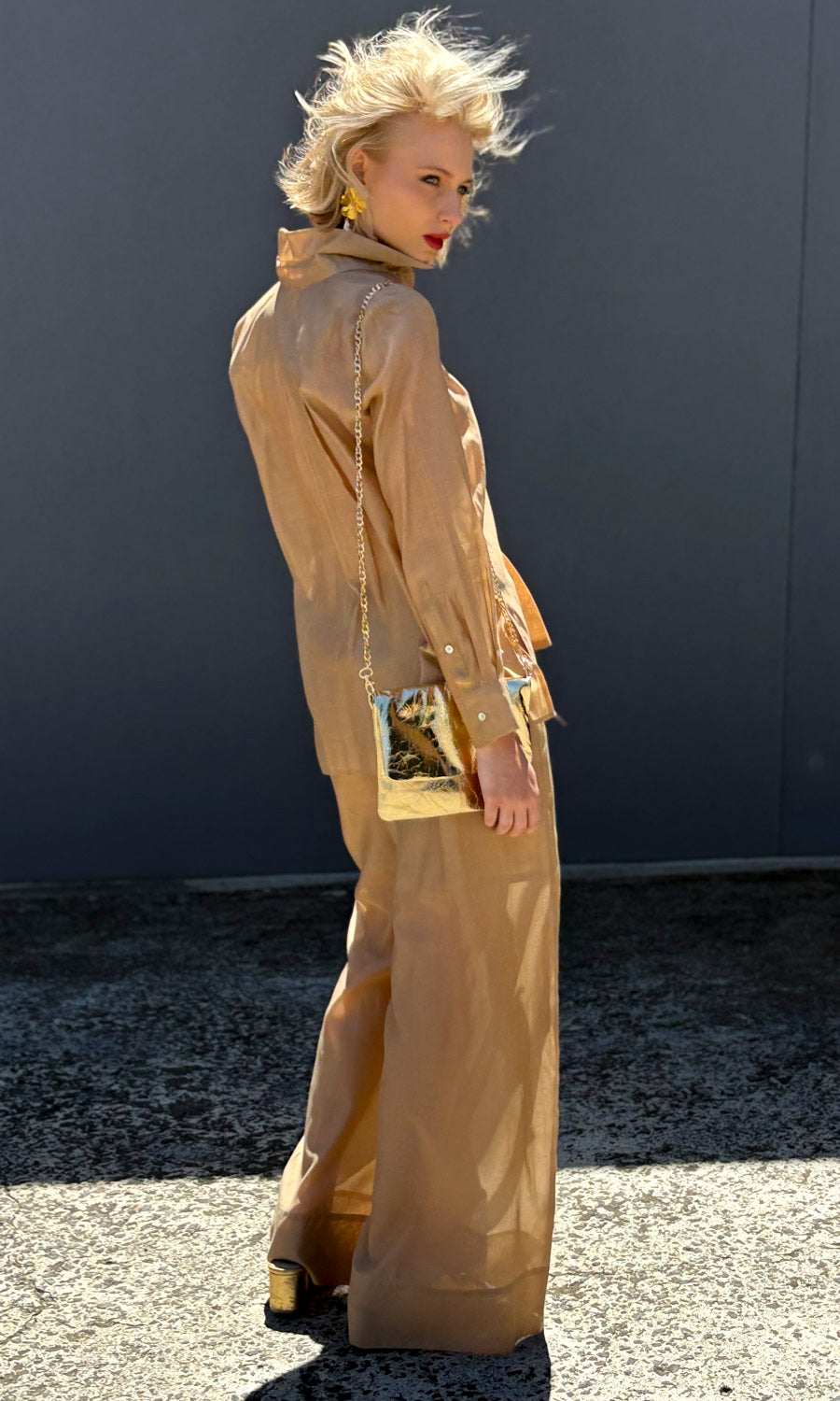 Marella Circe Shirt - Gold Silk Voile